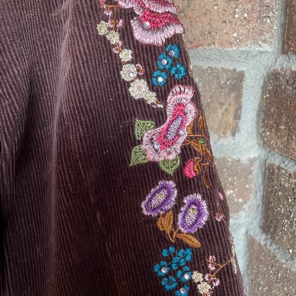 True Meaning Brown Floral Embroidered/embellished Size 2 Jacket - Picture 4 of 10